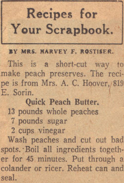 Recipe Clipping For Quick Peach Butter