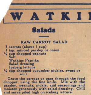 Vintage Recipe For Raw Carrot Salad