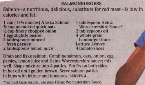 Salmonburgers Recipe Clipping