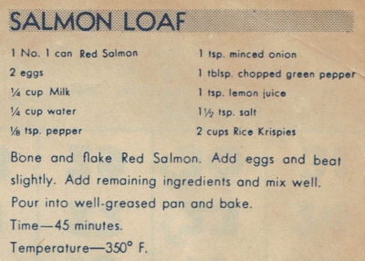 Vintage Salmon Loaf Recipe