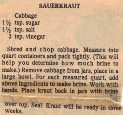 Clipping For Making Sauerkraut