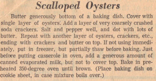 Recipe Clipping For Scalloped Oysters