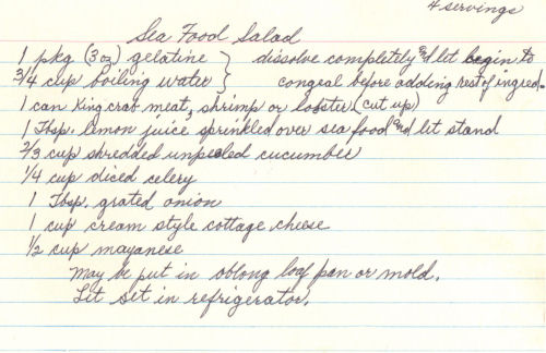 Molded Shrimp Salad  Vintage Recipe Cards