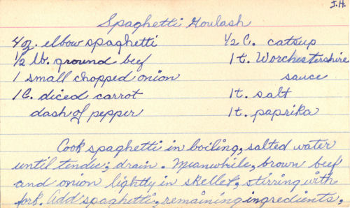 Handwritten Recipe For Spaghetti Goulash