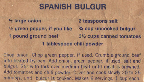 Recipe Clipping For Spanish Bulgur