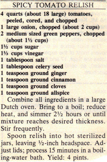Canning Recipe For Spicy Tomato Relish