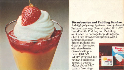 Recipe Card For Strawberries And Pudding Sundae