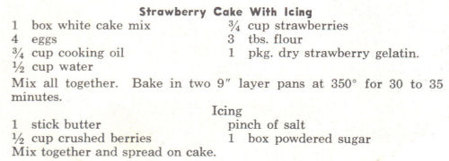 Recipe Clipping For Strawberry Cake With Icing