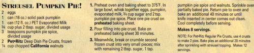 Recipe Clipping For Streusel Pumpkin Pie