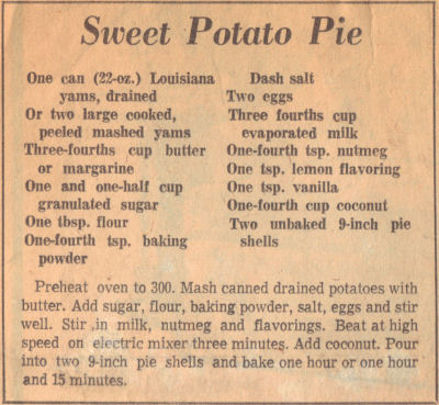 Sweet Potato Pie Recipe