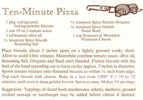 Recipe For 10 Minute Pizza