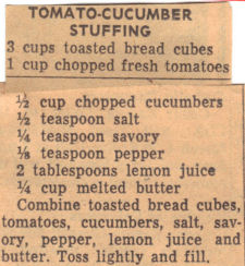 Recipe Clipping For Tomato And Cucumber Stuffing