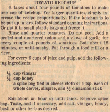 Vintage Clipping For Making Homemade Tomato Ketchup