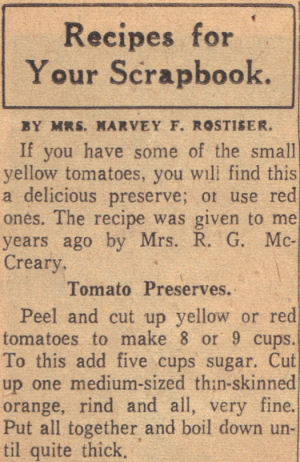 Vintage Recipe For Tomato Preserves