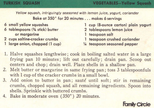 Recipe Card For Turkish Squash