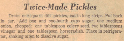 Recipe Clipping For Twice Made Pickles
