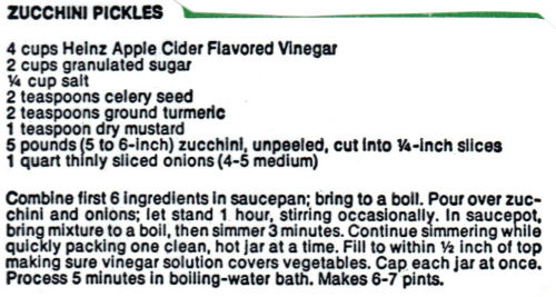Recipe Clipping For Zucchini Pickles