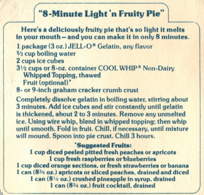 Recipe Clipping For 8 Minute Fruity Pie