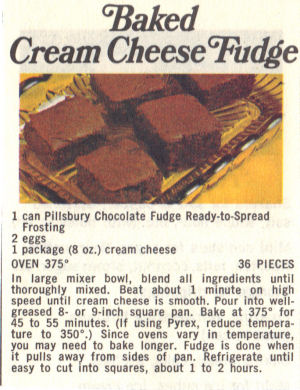 Recipe Clipping For Baked Cream Cheese Fudge