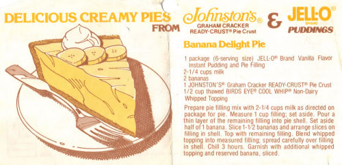 Recipe Slip For Banana Delight Pie