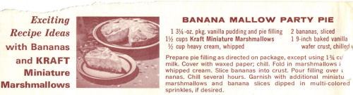 Recipe Clipping For Banana Mallow Pie