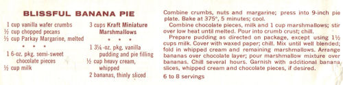 Recipe Clipping For Blissful Banana Pie