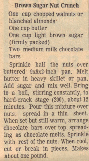 Recipe Clipping Brown Sugar Nut Crunch