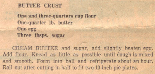 Recipe Clipping for Butter Crust