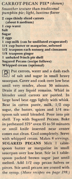 Recipe Clipping For Carrot Pecan Pie