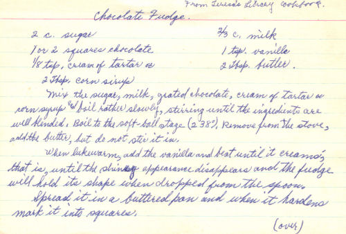 Recipe Card For Chocolate Fudge