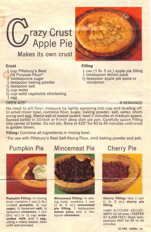 Recipe Sheet For Crazy Crust Apple Pie