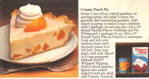 Recipe Card For Creamy Peach Pie