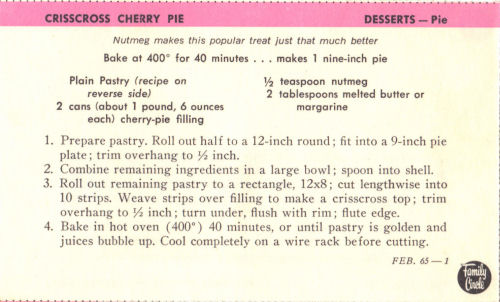 Crisscross Cherry Pie Recipe Card