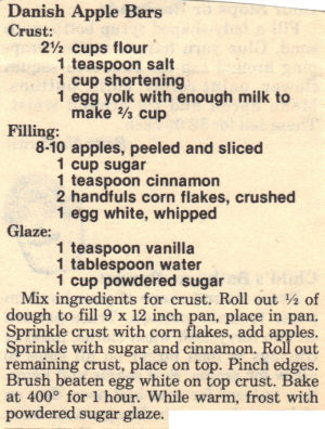 Recipe Clipping For Danish Apple Bars