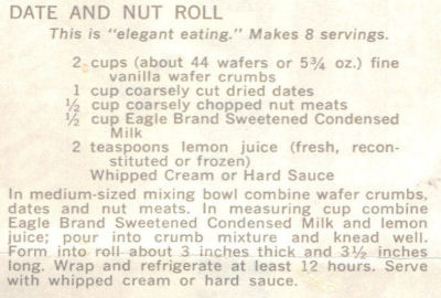 Recipe Clipping For Date & Nut Rolls