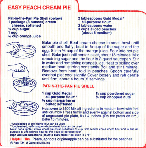 Recipe Clipping For Easy Peach Cream Pie