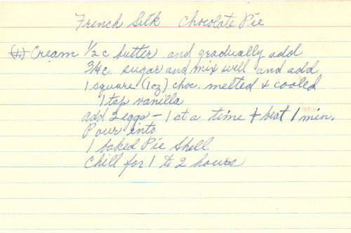French Silk Chocolate Pie Recipe Handwritten RecipeCurio