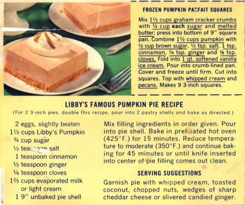 Vintage Recipe Frozen Pumpkin Parfait Squares