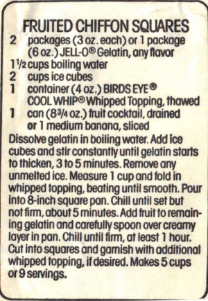 Recipe Clipping For Fruited Chiffon Squares