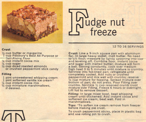 Recipe Card For Fudge Nut Freeze