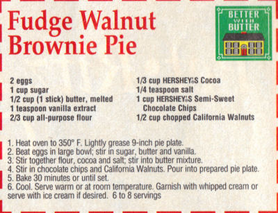 Fudge Walnut Brownie Pie Recipe – Clipping « RecipeCurio.com