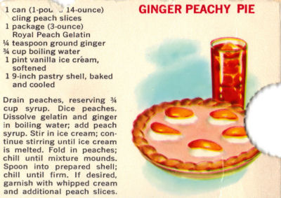 Vintage Recipe Clipping For Ginger Peach Pie