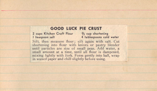 Vintage Recipe Clipping For Good Luck Pie Crust