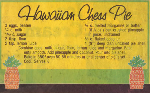 Recipe Clipping For Hawaiian Chess Pie