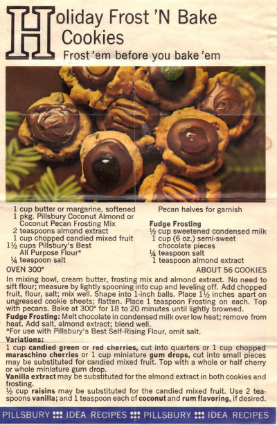 Vintage Recipe Sheet For Frost 'N Bake Cookies