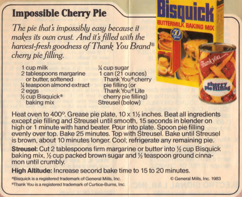 Recipe Clipping For Impossible Cherry Pie