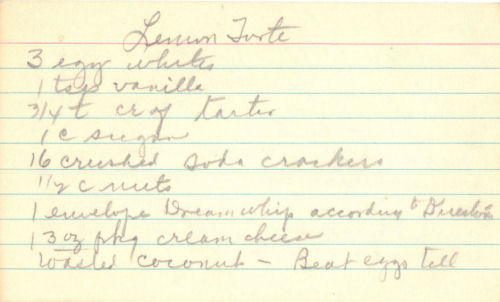 Handwritten Lemon Torte Recipe