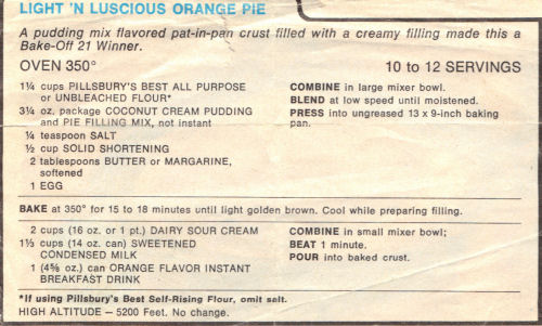 Light 'n Luscious Orange Pie Recipe