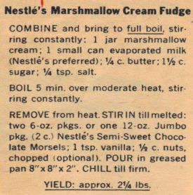 Recipe Clipping For Marshmallow Cream Fudge