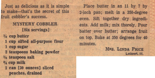 Recipe Clipping For Mystery Fruit Cobbler